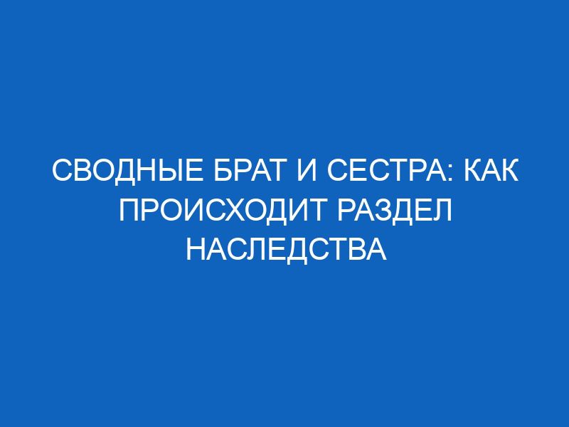 svodnye brat i sestra kak proishodit razdel nasledstva 16531